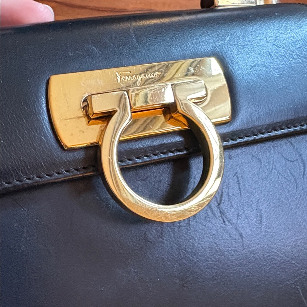 Salvatore Ferragamo black top handle gancini purse - Picture 12 of 14